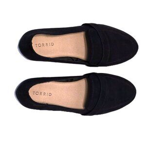 NEW Torrid Slip-On Loafers Flats Womens 10W Wide Black Faux Suede Strap Accent